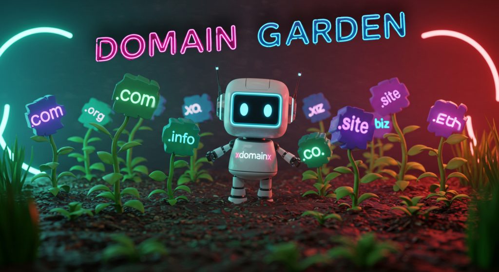 Domain Garden Domains - AI Generated Illustration - xdomainx.com - Discover, Secure, Sell, Park Domains | &Redo at World's Leading Domain Marketplace - Unlock the Value of Premium Domains