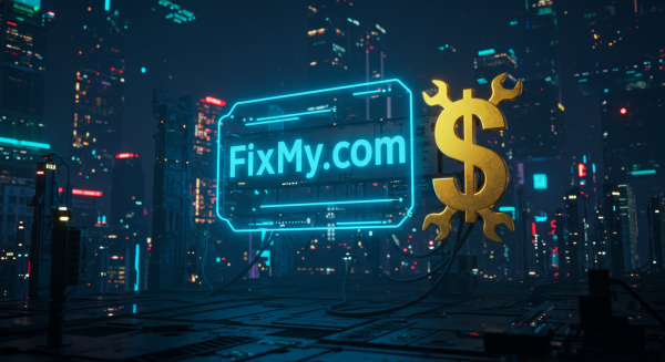 FixMy.com Neon Sign - AI Generated Illustration - xdomainx.com - Discover, Secure, Sell, Park Domains | &Redo at World's Leading Domain Marketplace - Unlock the Value of Premium Domains