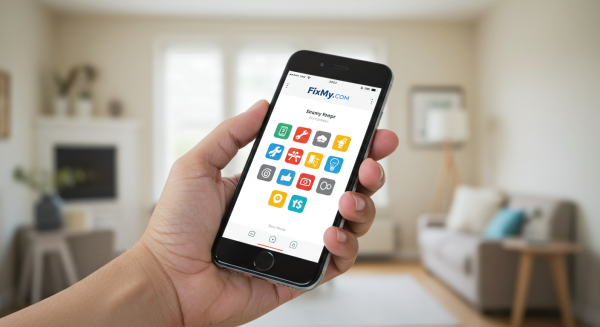 FixMy.com Complex Mobile App - AI Generated Illustration - xdomainx.com - Discover, Secure, Sell, Park Domains | &Redo at World's Leading Domain Marketplace - Unlock the Value of Premium Domains