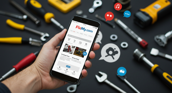 FixMy.com Simple Mobile App - AI Generated Illustration - xdomainx.com - Discover, Secure, Sell, Park Domains | &Redo at World's Leading Domain Marketplace - Unlock the Value of Premium Domains